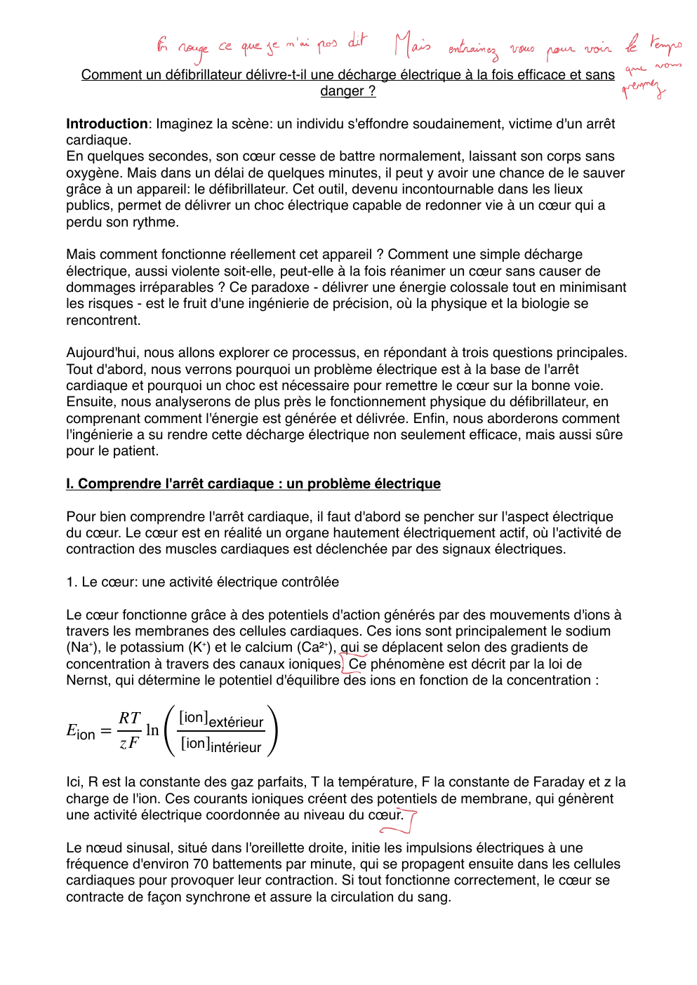 Prévisualisation du document Grand oral pc: Comment un défibrillateur délivre-t-il une décharge électrique à la fois efficace et sans danger ?