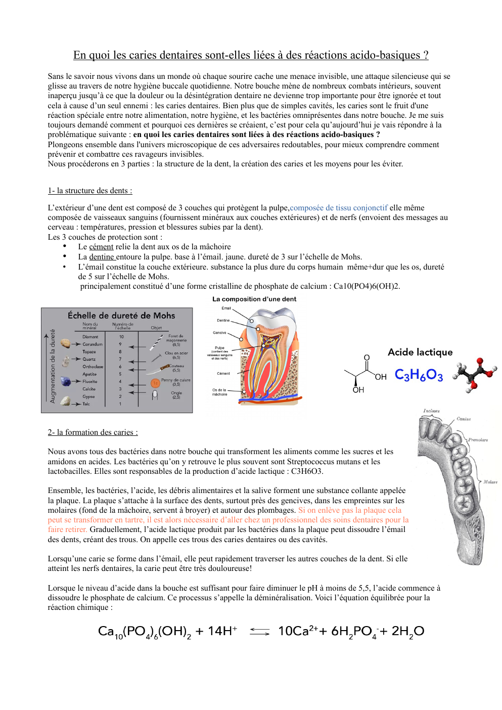 Prévisualisation du document Grand oral physique chimie caries dentaires