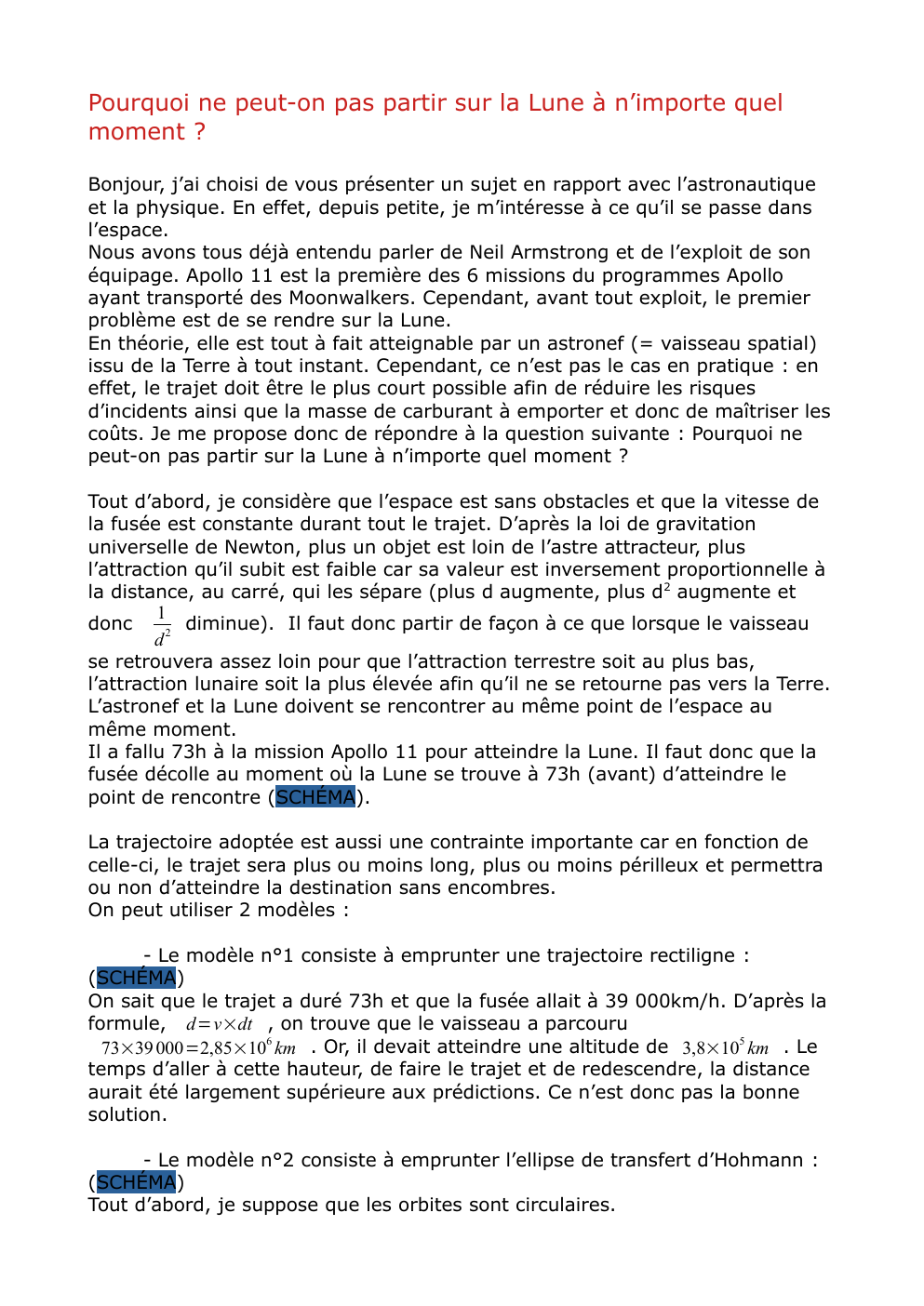 Prévisualisation du document Grand Oral Physique: Pourquoi ne peut-on pas partir sur la Lune à n’importe quel moment ?