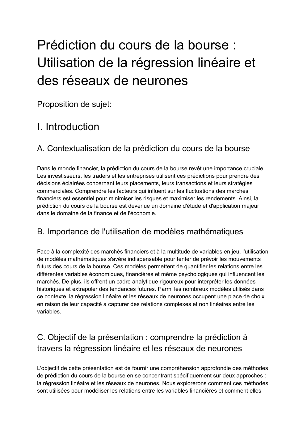 Prévisualisation du document Grand Oral Prédiction Bourse avec Régression linéaire et Réseau de Neurone ( Maths et NSI )
