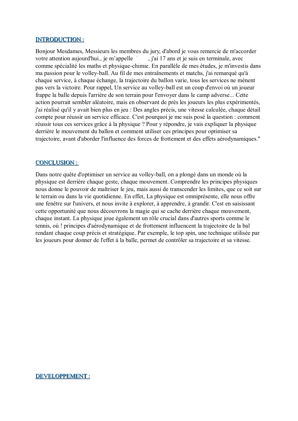 Prévisualisation du document Grand oral service volley
