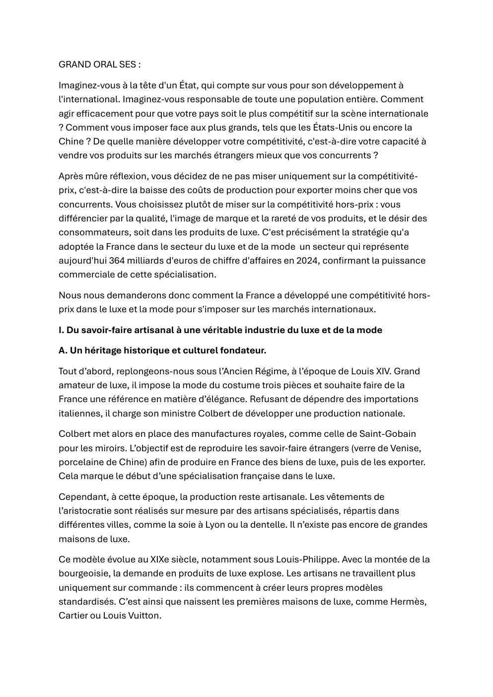Prévisualisation du document grand oral ses  De quelle manière développer votre compétitivité, c'est-à-dire votre capacité à vendre vos produits sur les marchés étrangers mieux que vos concurrents ?