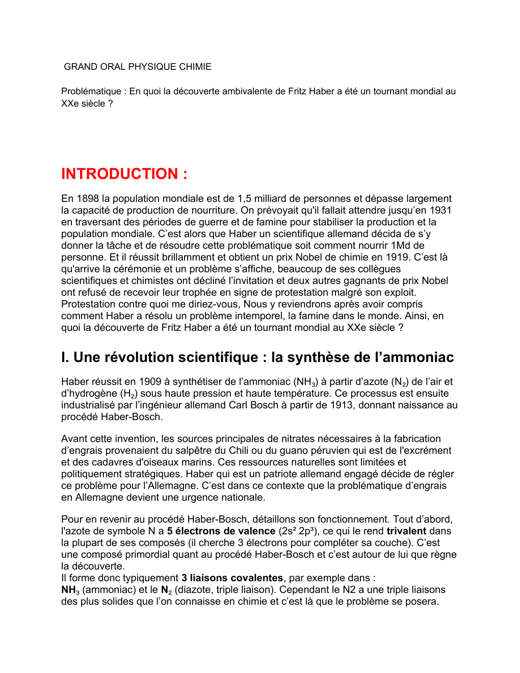 Prévisualisation du document Grand oral sur le procédé Haber Bosch
