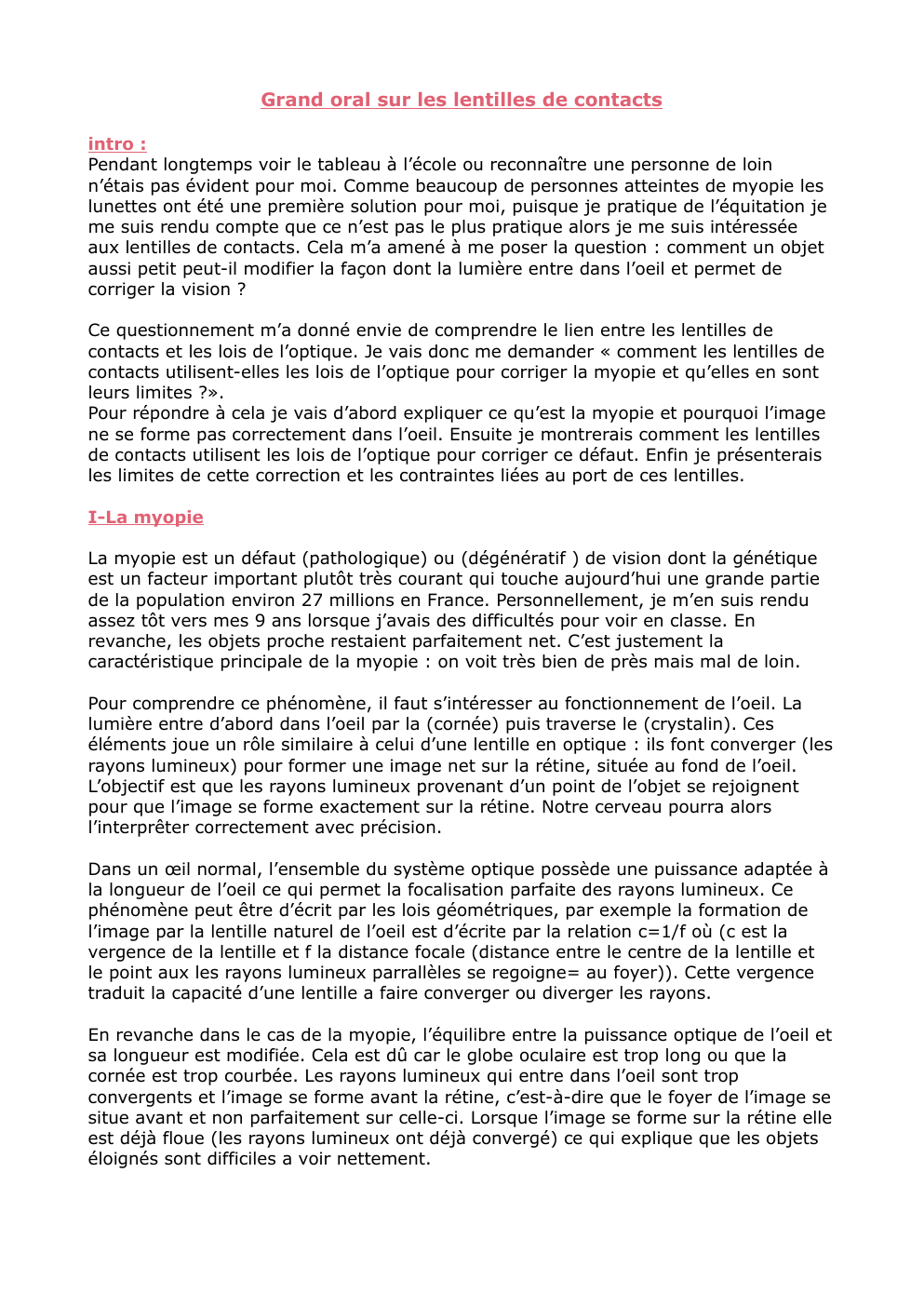 Prévisualisation du document Grand oral sur les lentilles de contacts