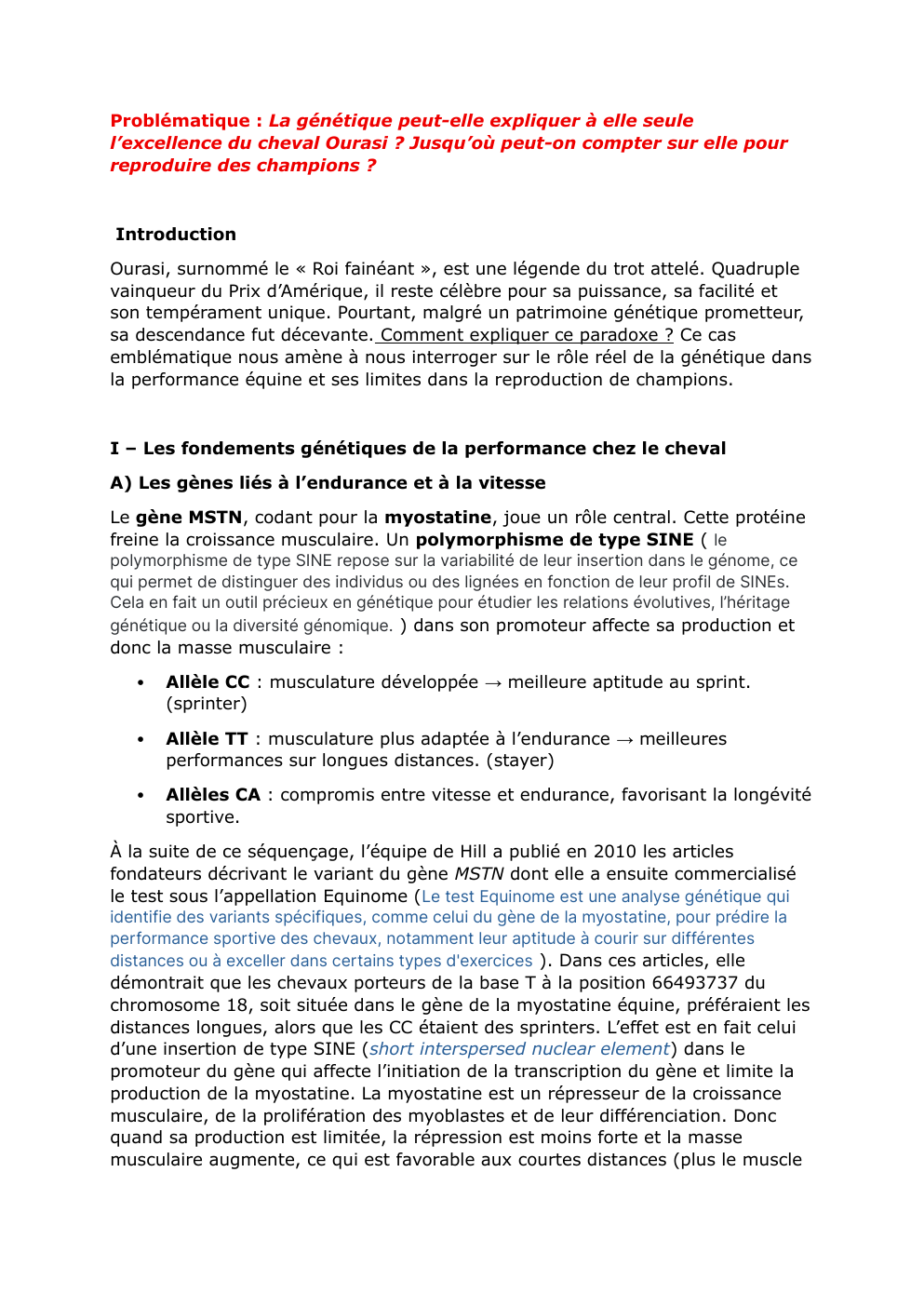 Prévisualisation du document grand oral  svt cheval génétique