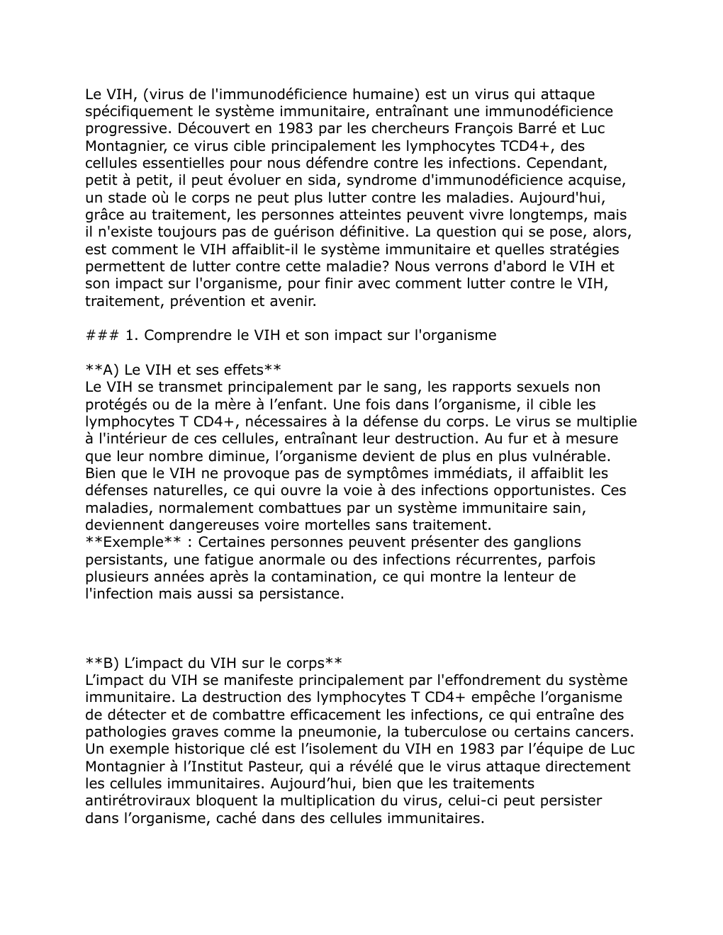 Prévisualisation du document Grand oral-SVT -comment le VIH affaiblit-il le système immunitaire et quelles stratégies permettent de lutter contre cette maladie?