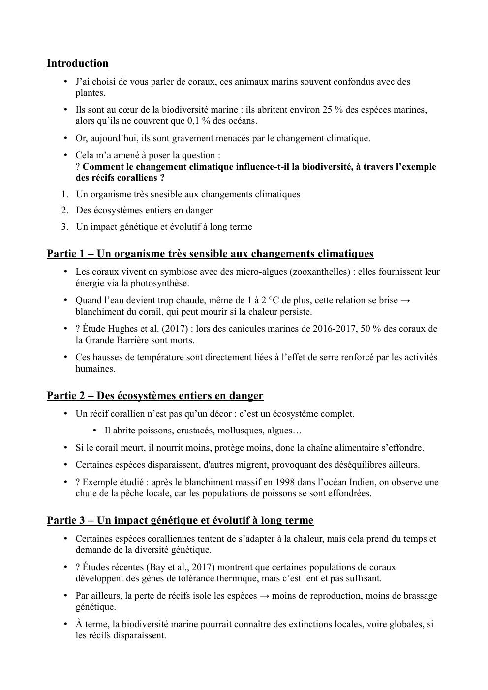 Prévisualisation du document Grand oral svt coraux