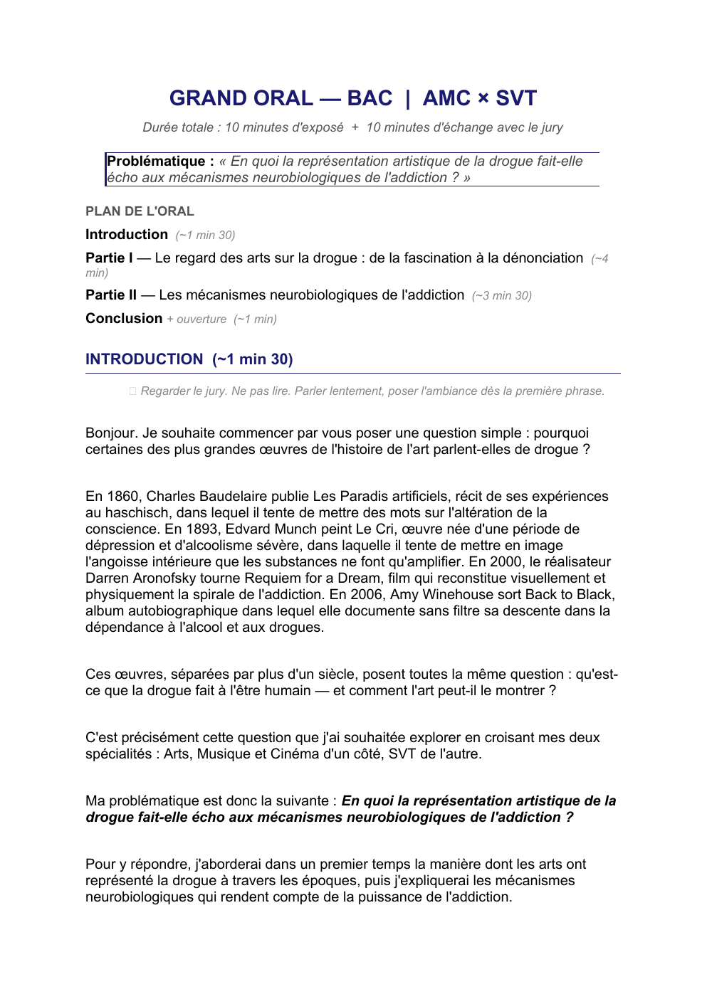 Prévisualisation du document Grand Oral SVT drgues