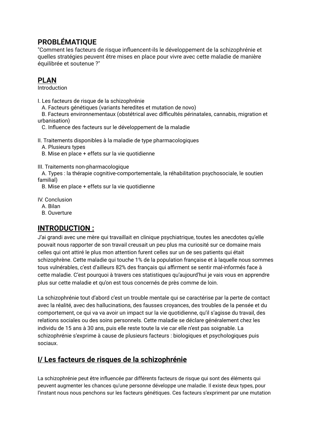 Prévisualisation du document Grand oral SVT le développement de la schizophrénie