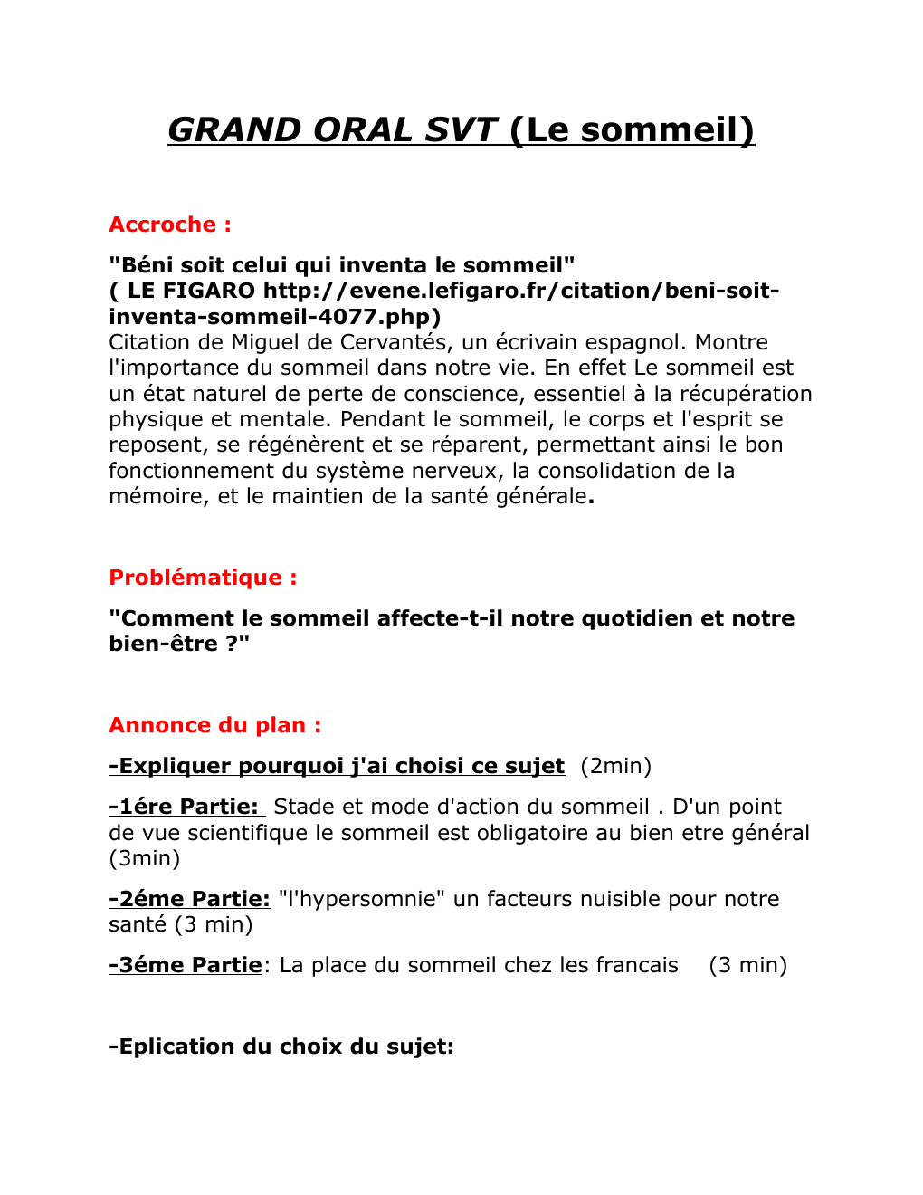 Prévisualisation du document GRAND ORAL SVT (Le sommeil)