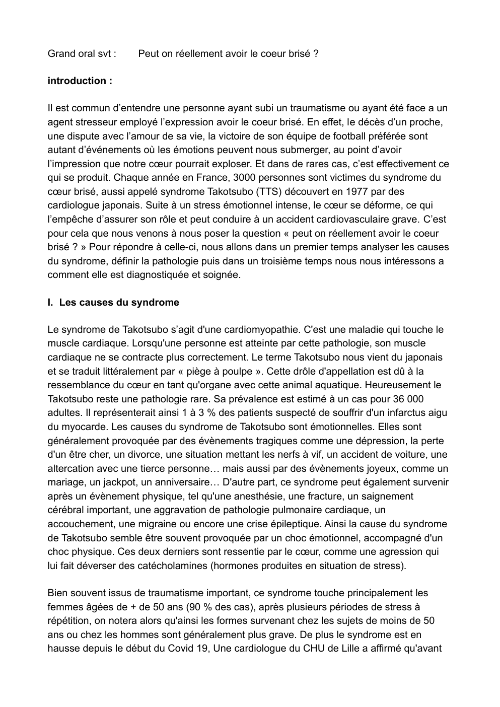 Prévisualisation du document Grand oral svt :  Peut on réellement avoir le coeur brisé ?