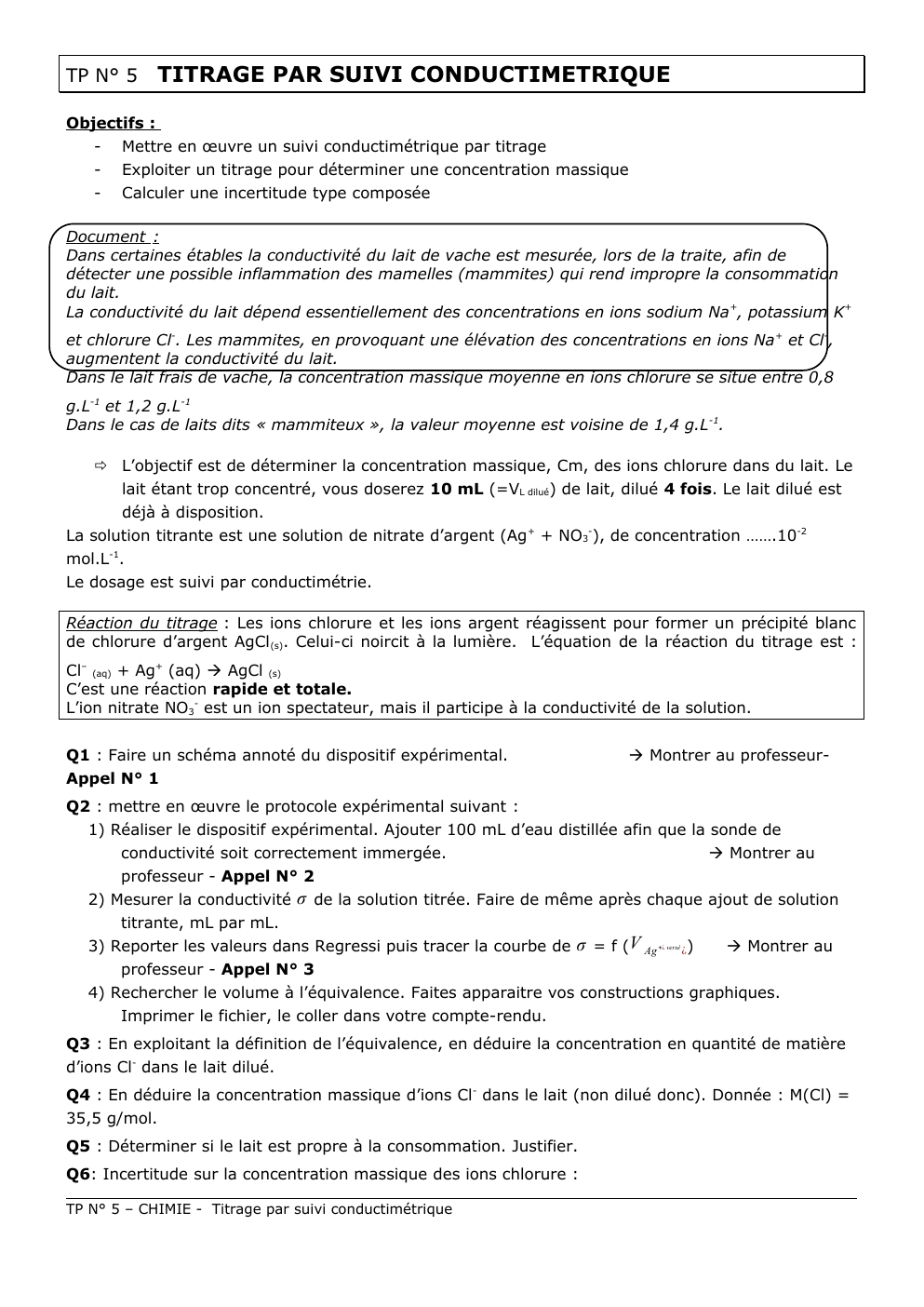 Prévisualisation du document grand oral TP N° 5  TITRAGE PAR SUIVI CONDUCTIMETRIQUE