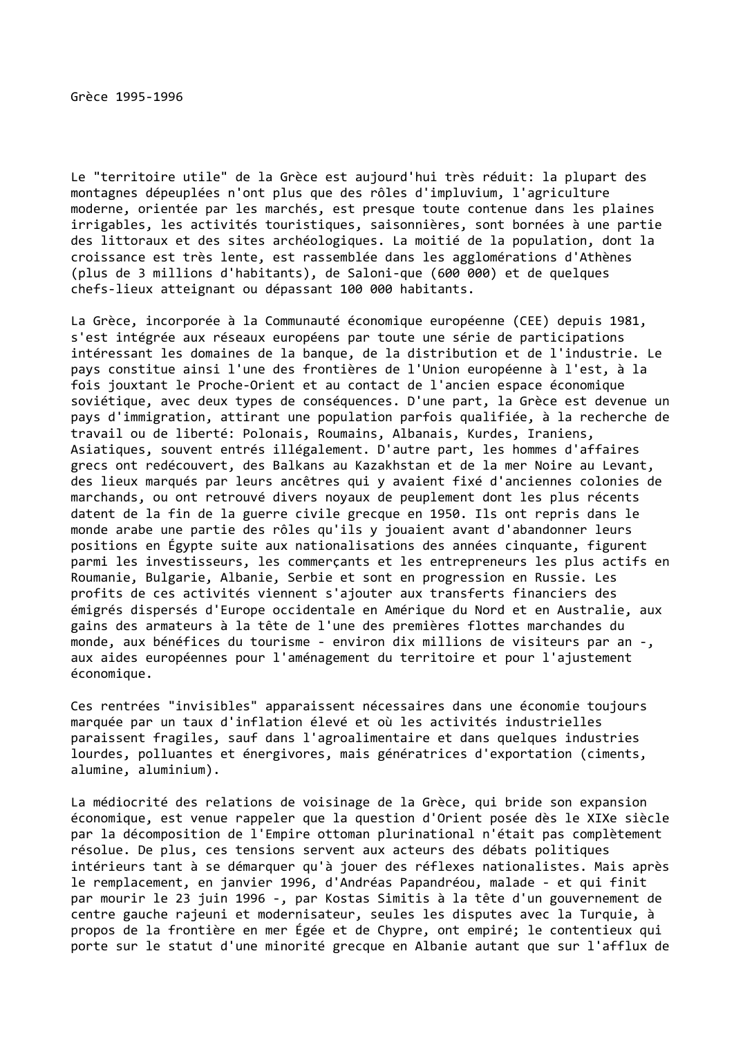 Prévisualisation du document Grèce (1995-1996)