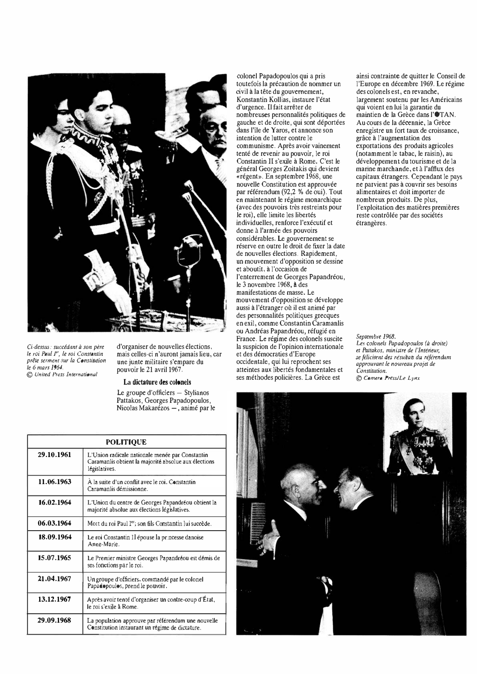 Prévisualisation du document Grèce de 1960 à 1969 : Histoire