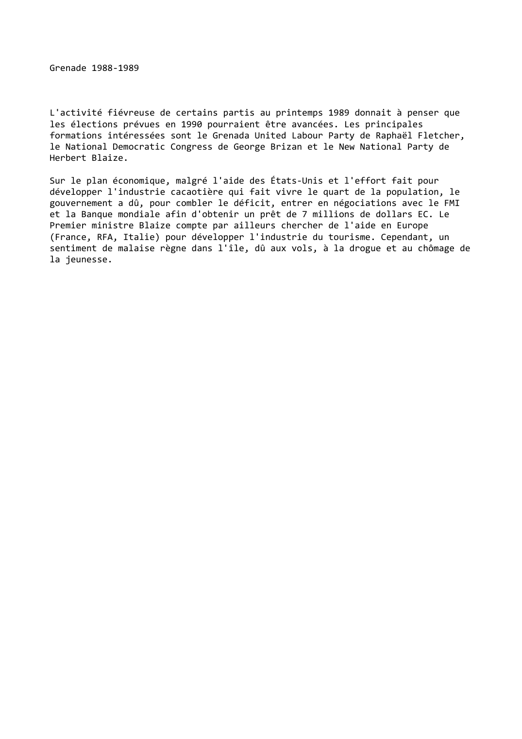 Prévisualisation du document Grenade (1988-1989)