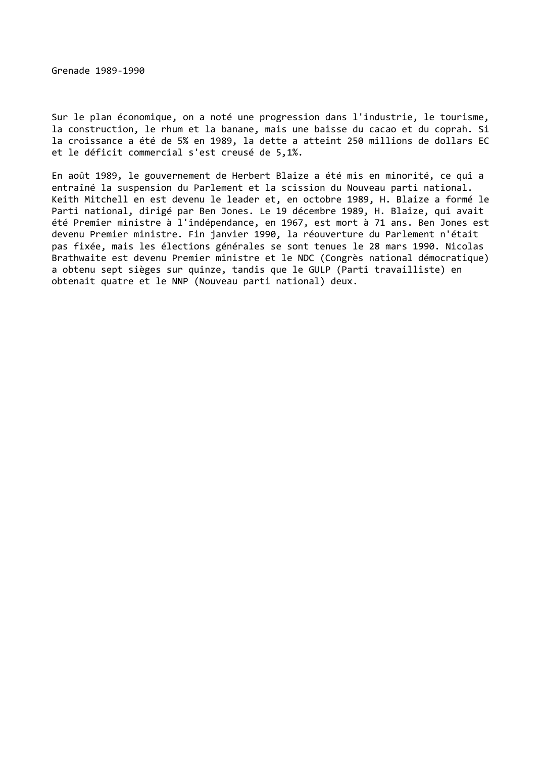 Prévisualisation du document Grenade (1989-1990)