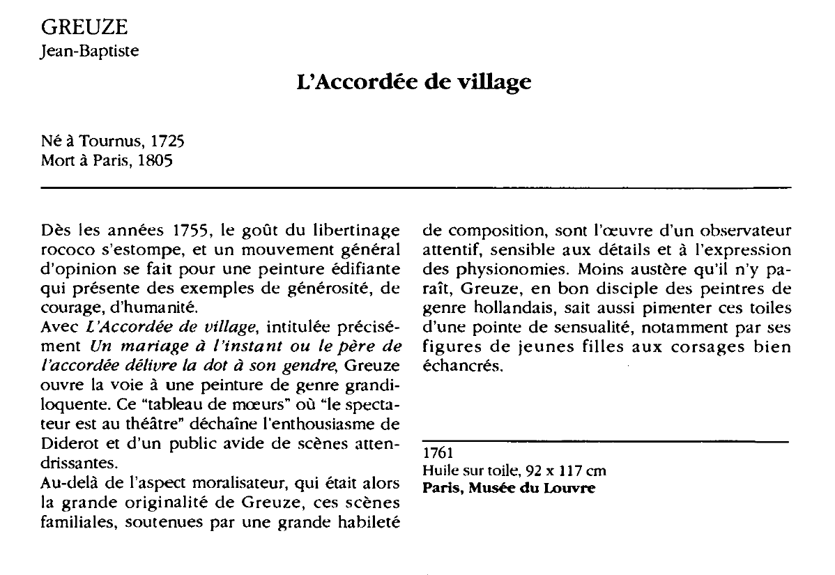 Prévisualisation du document GREUZE Jean-Baptiste : L'Accordée de village