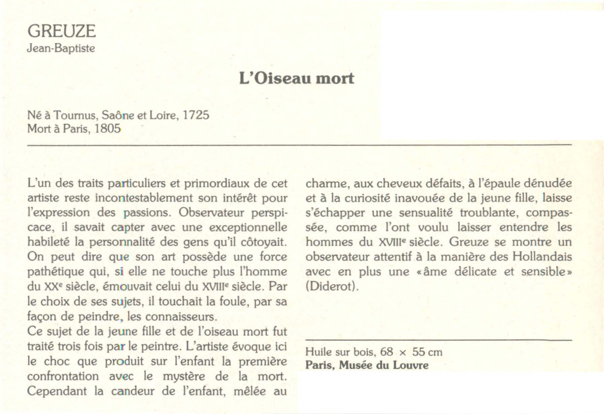 Prévisualisation du document GREUZE Jean-Baptiste : L'Oiseau mort