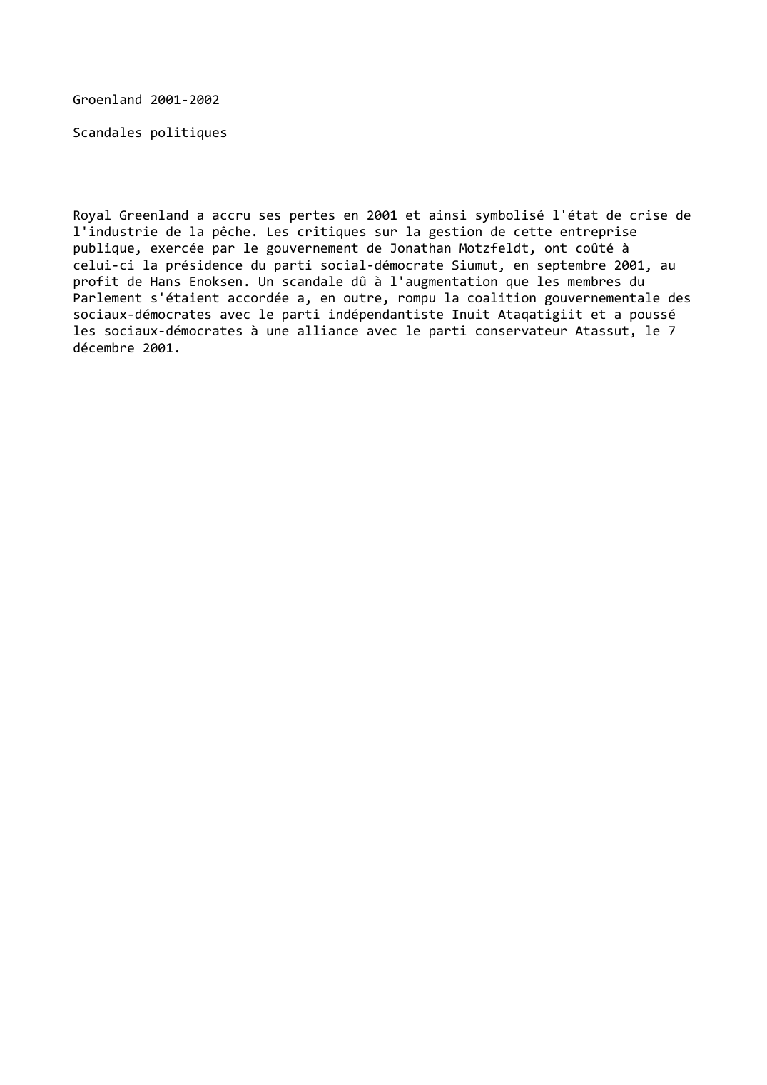 Prévisualisation du document Groenland (2001-2002): Scandales politiques