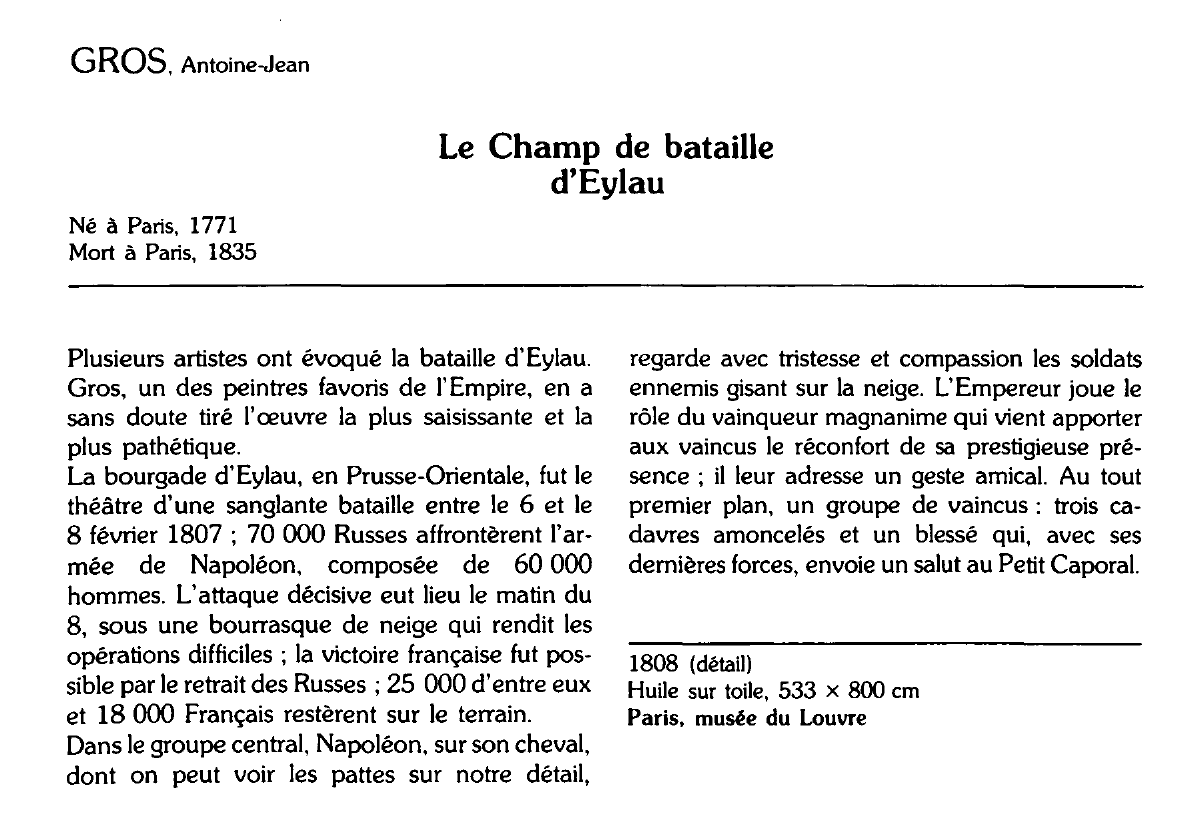 Prévisualisation du document GROS. Antoine-Jean : Le Champ de bataille d'Eylau