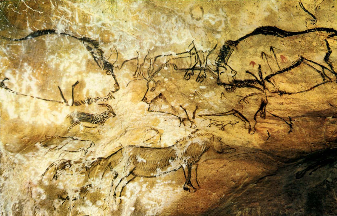 Prévisualisation du document Grotte de NIAUX
Ariège:
Bisons, bouquetins,
chevaux (analyse du tableau).
