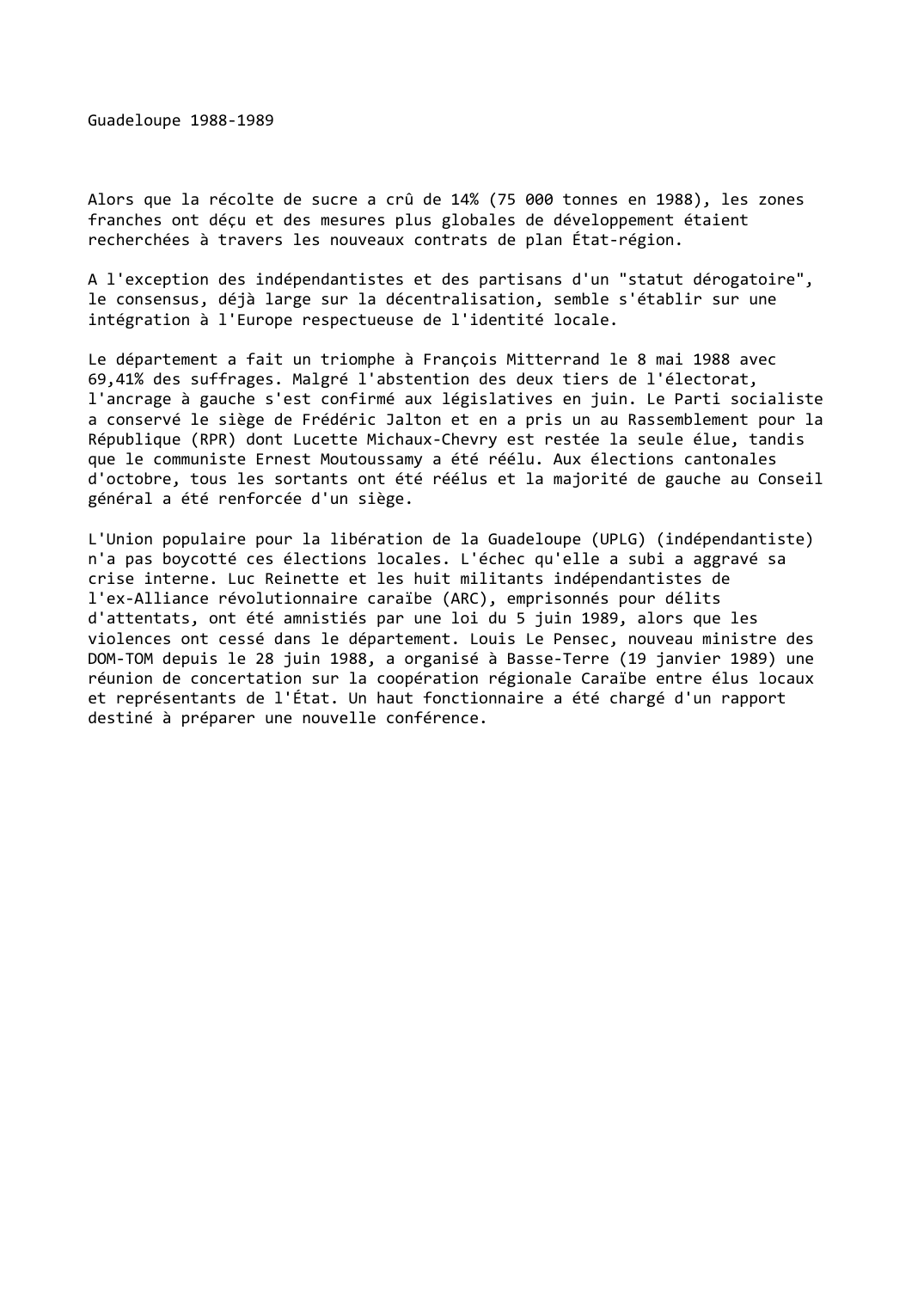 Prévisualisation du document Guadeloupe (1988-1989)
