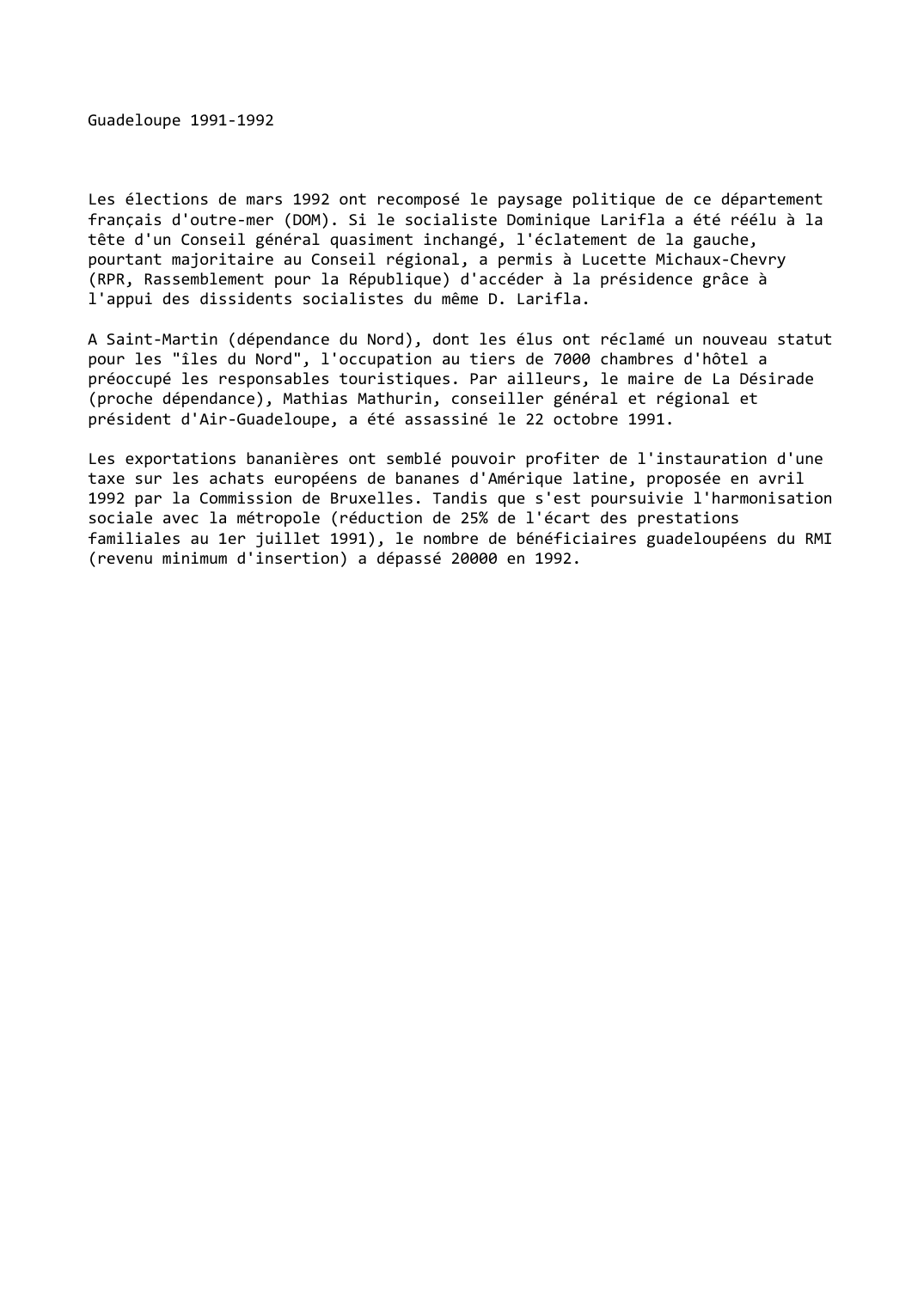 Prévisualisation du document Guadeloupe (1991-1992)