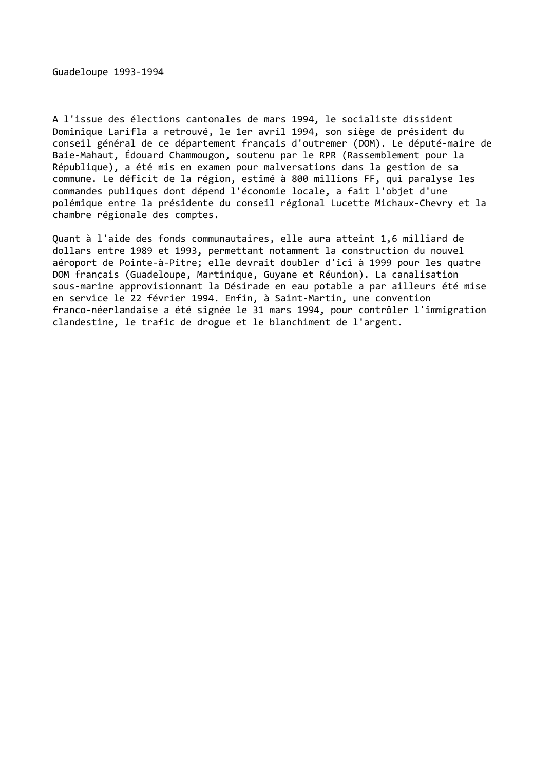 Prévisualisation du document Guadeloupe (1993-1994)