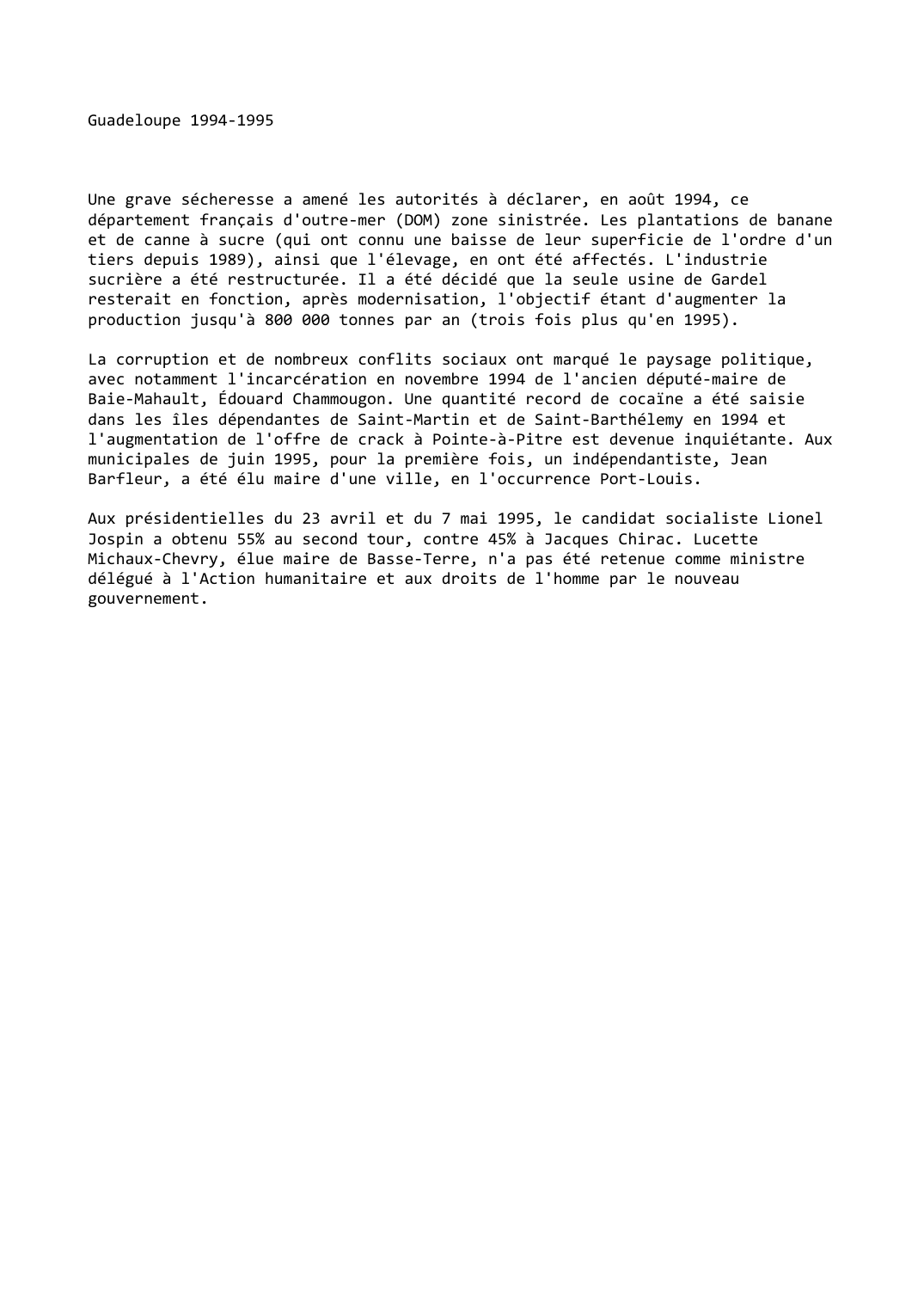 Prévisualisation du document Guadeloupe (1994-1995)