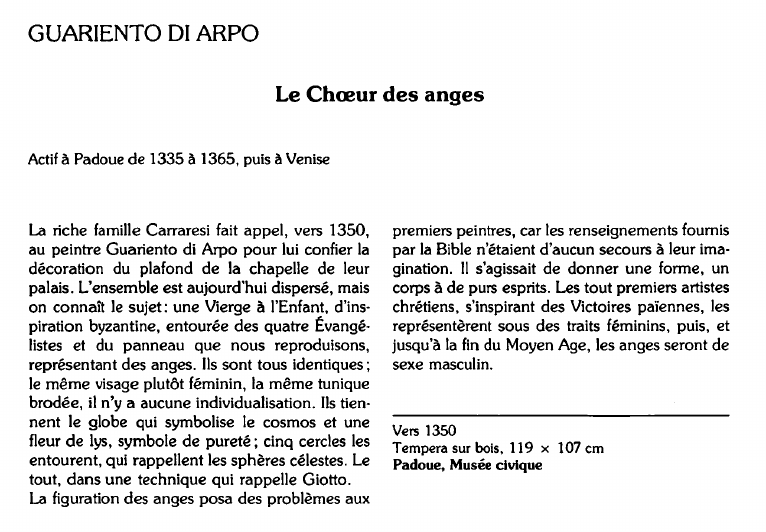 Prévisualisation du document GUARIENTO DI ARPO:Le Choeur des anges (analyse du tableau).