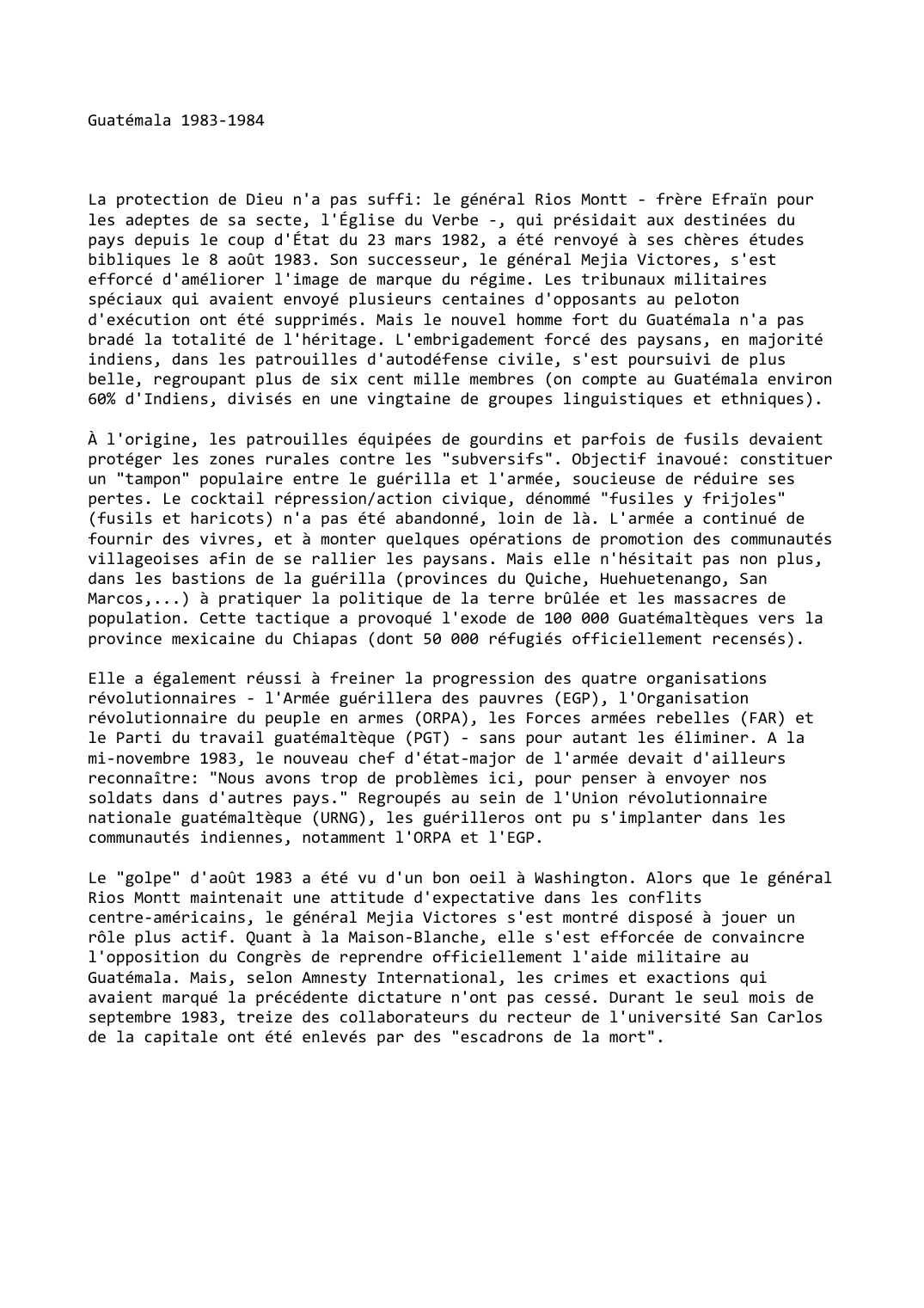 Prévisualisation du document Guatémala 1983-1984