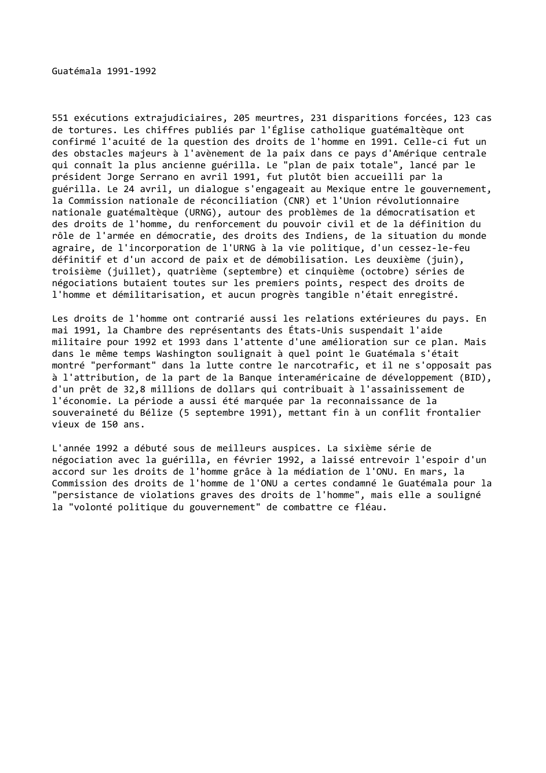 Prévisualisation du document Guatémala 1991-1992