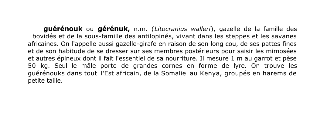 Prévisualisation du document guérénouk ou gérénuk, n.
