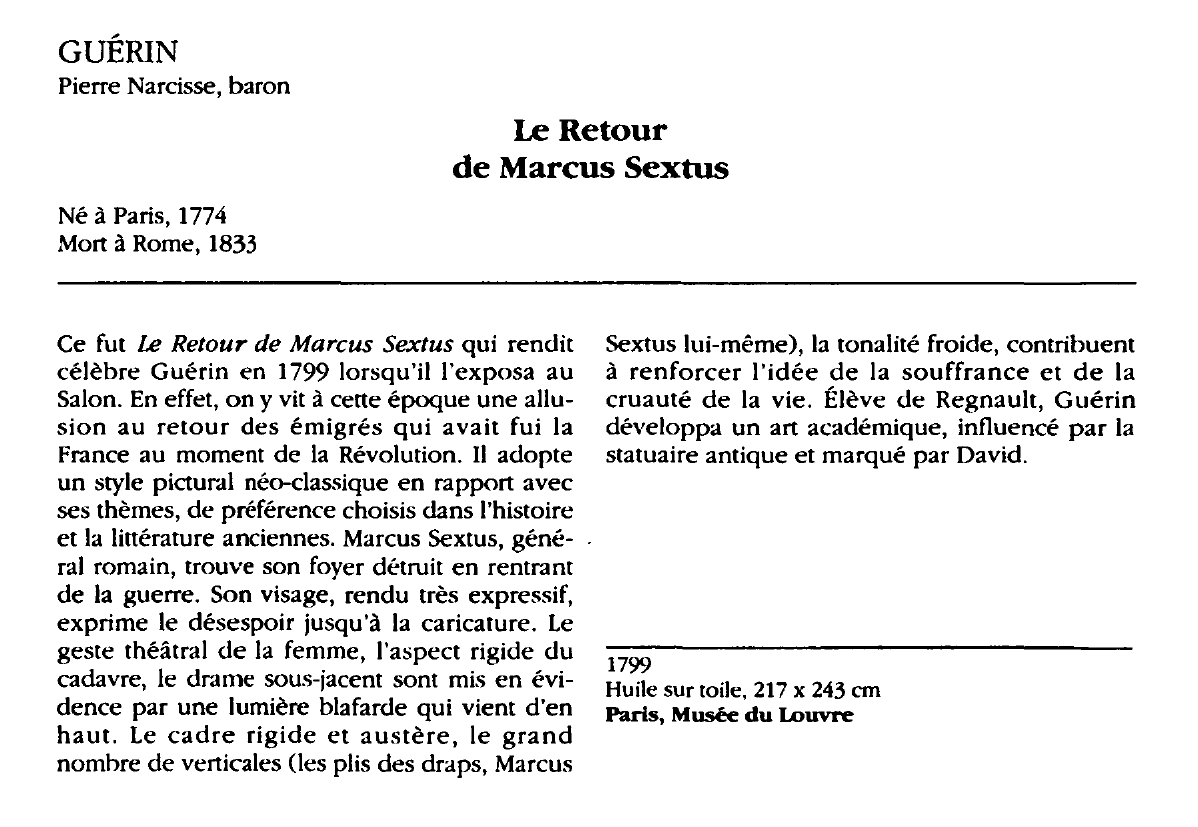 Prévisualisation du document GUÉRIN Pierre Narcisse, baron : Le Retour de Marcus Sextus