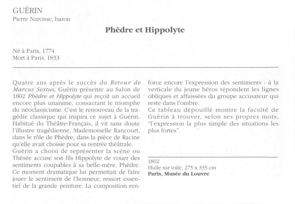 Prévisualisation du document GUÉRIN Pierre Narcisse, baron : Phèdre et Hippolyte