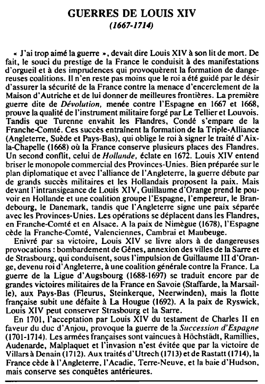 Prévisualisation du document GUERRES DE LOUIS XIV(1667-1714) - HISTOIRE.