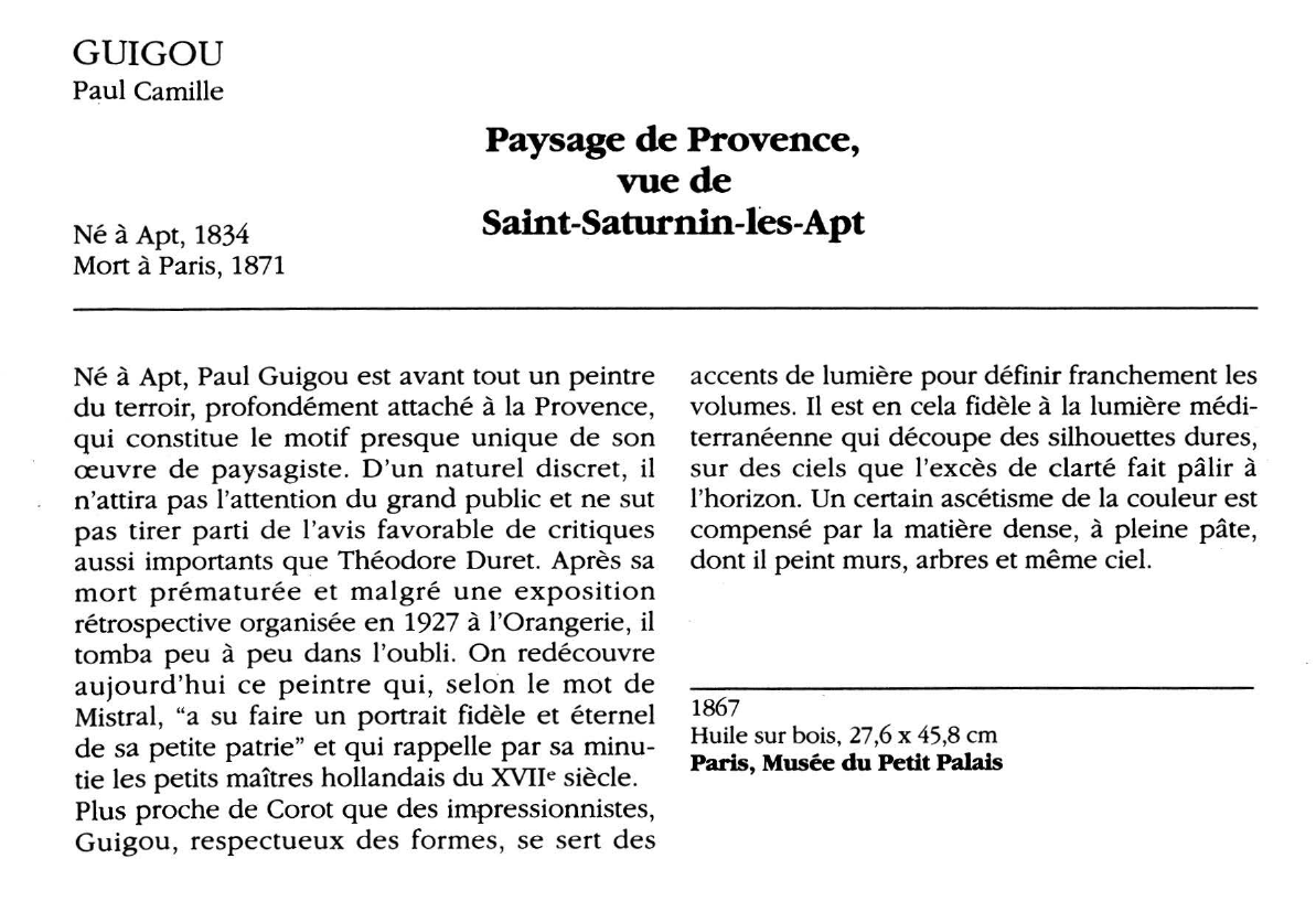 Prévisualisation du document GUIGOU Paul Camille: Paysage de Provence, vue de Saint-Saturnin-les-Apt