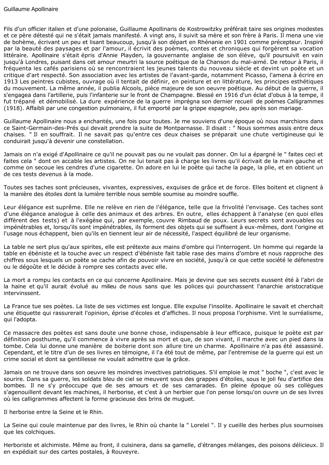 Prévisualisation du document 	Guillaume Apollinaire