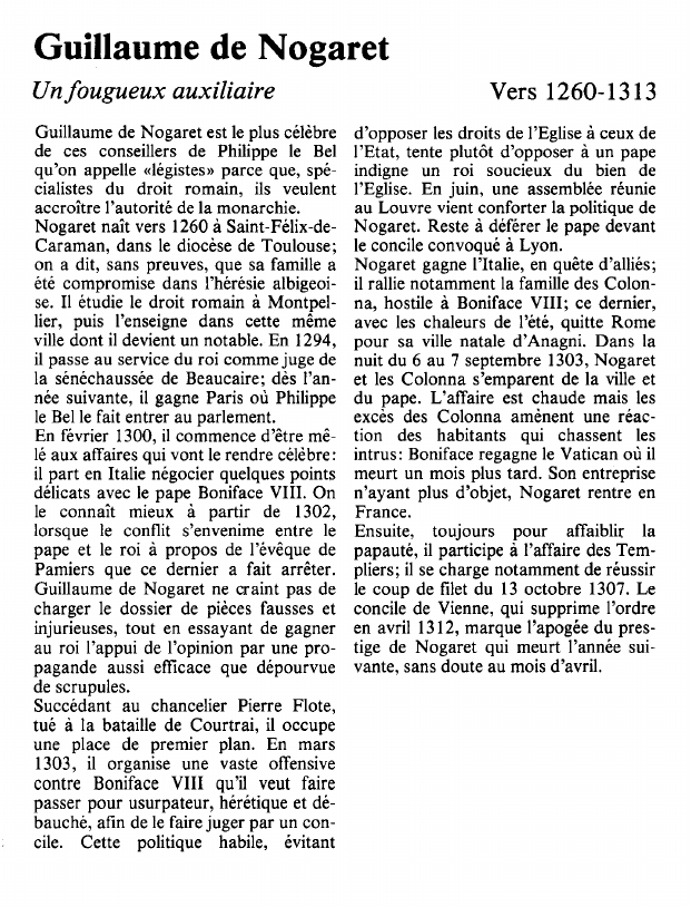 Prévisualisation du document Guillaume de NogaretUn fougueux auxiliaire.