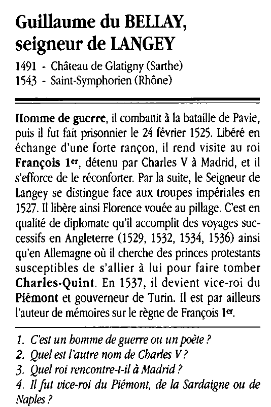 Prévisualisation du document Guillaume du BELLAY, seigneur de LANGEY
