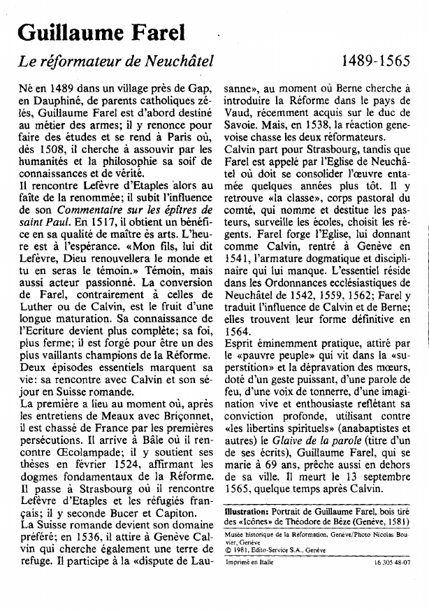 Prévisualisation du document Guillaume FarelLe réformateur de Neuchâtel.