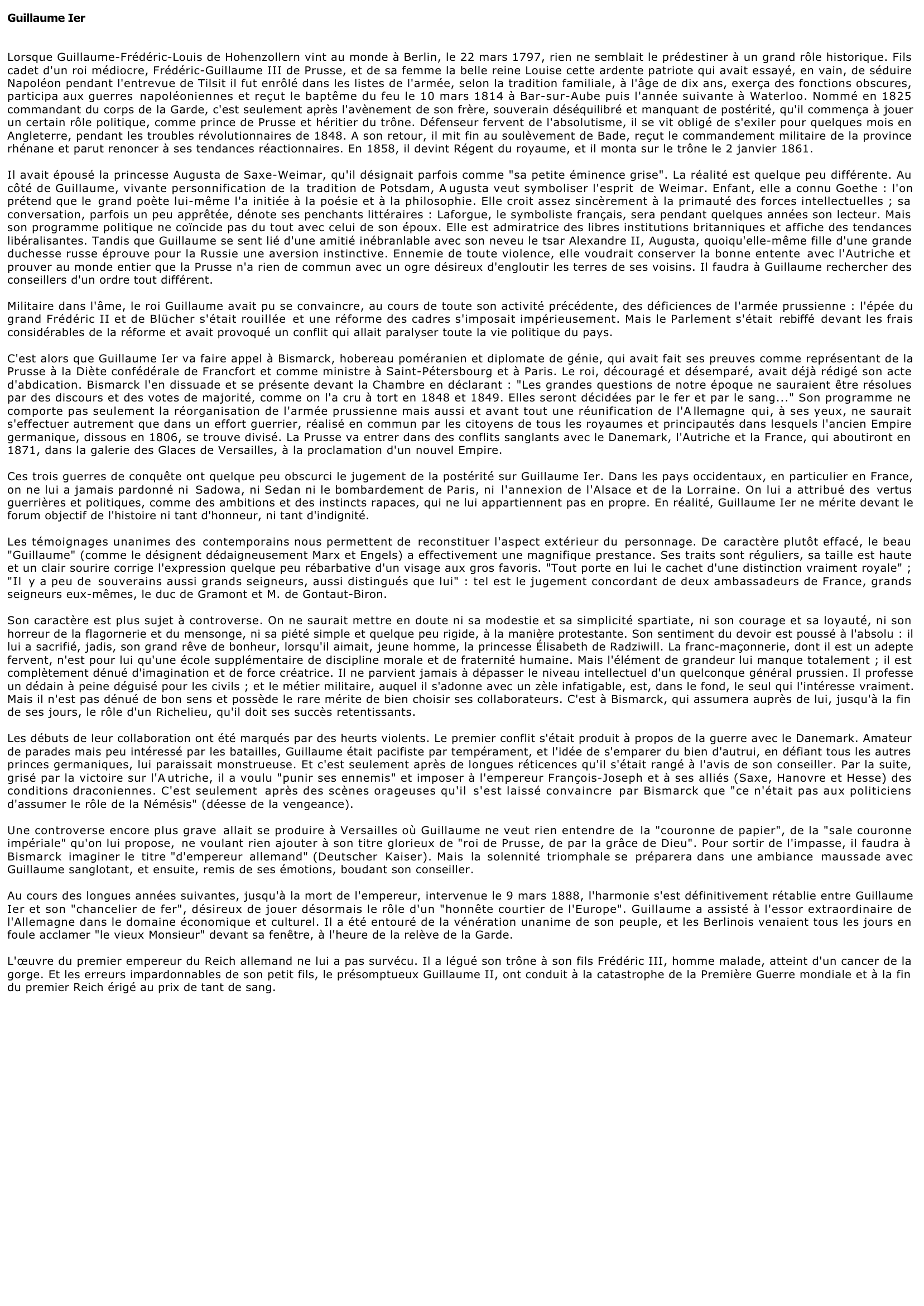 Prévisualisation du document Guillaume Ier