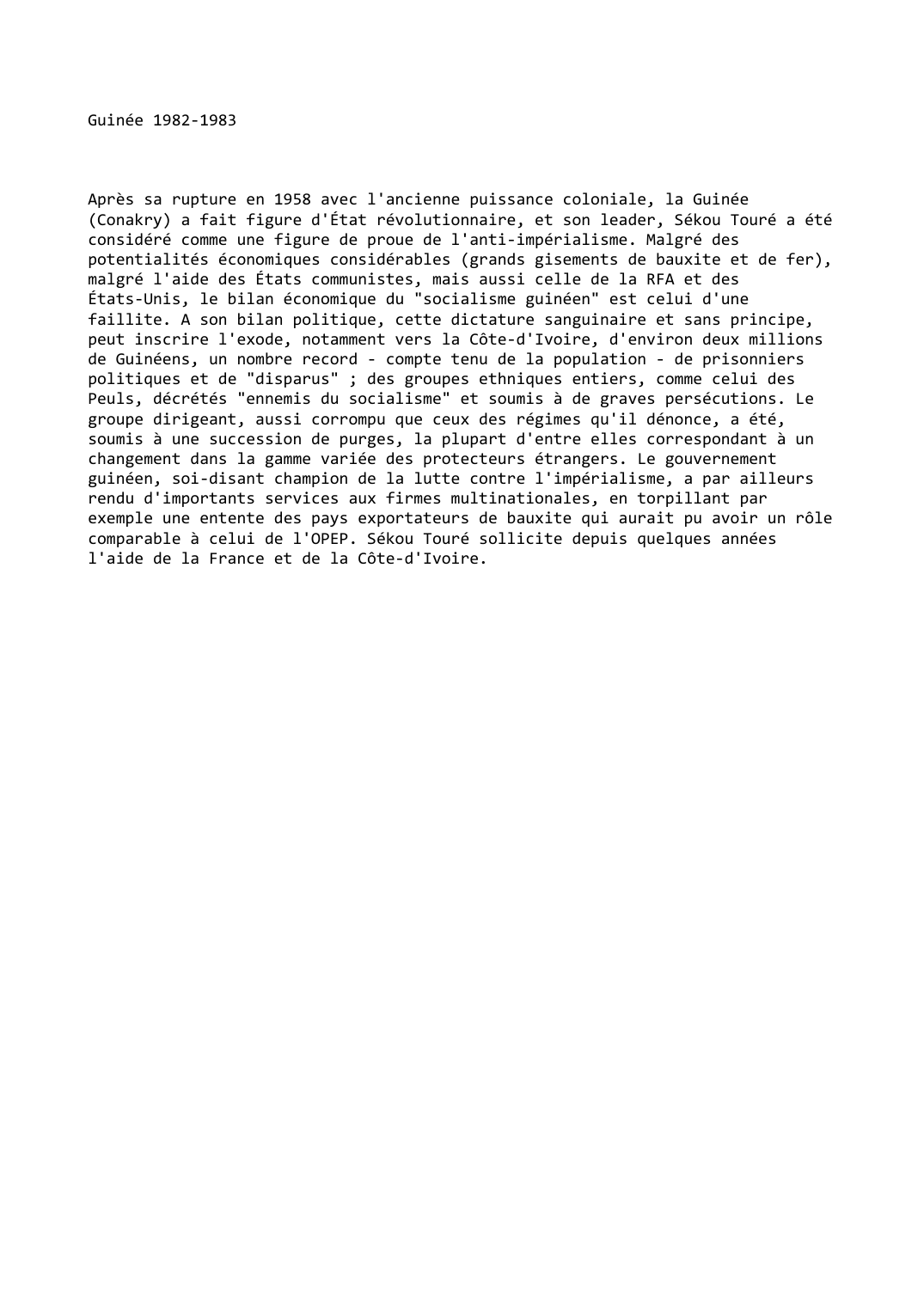 Prévisualisation du document Guinée 1982-1983