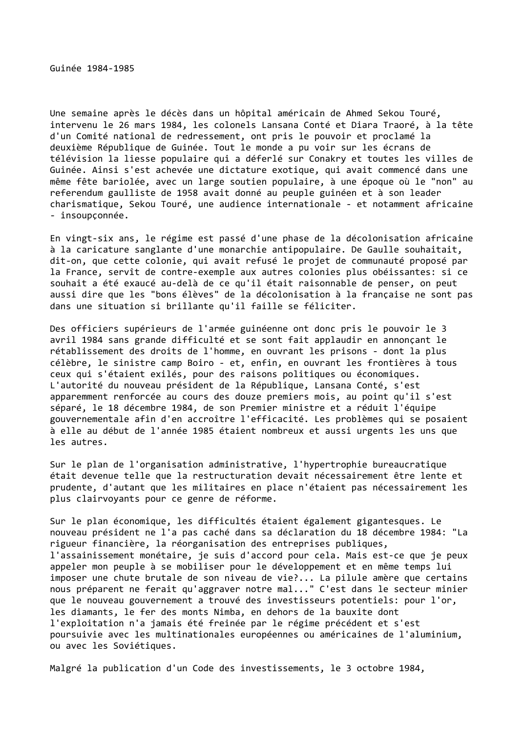 Prévisualisation du document Guinée 1984-1985