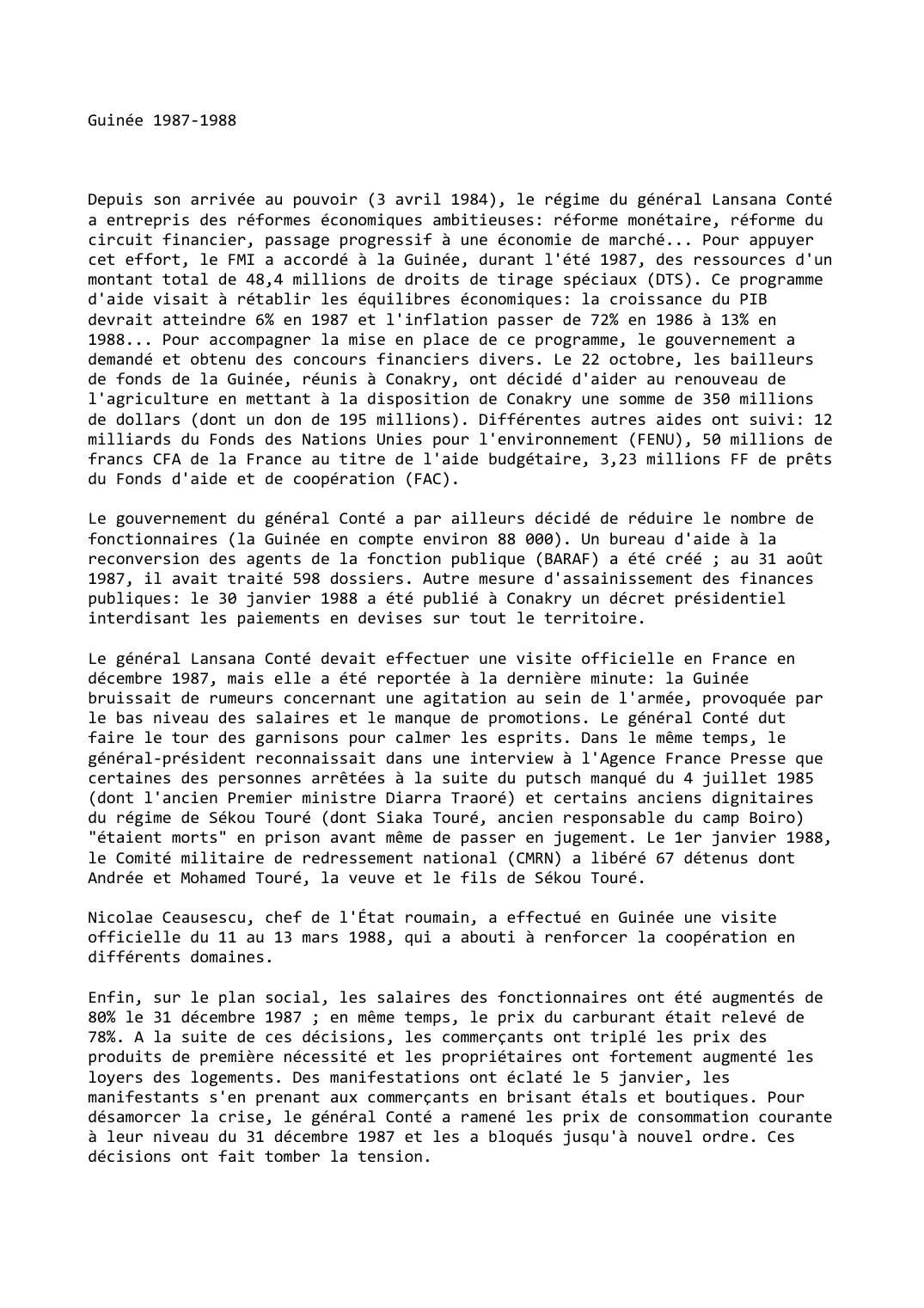 Prévisualisation du document Guinée 1987-1988