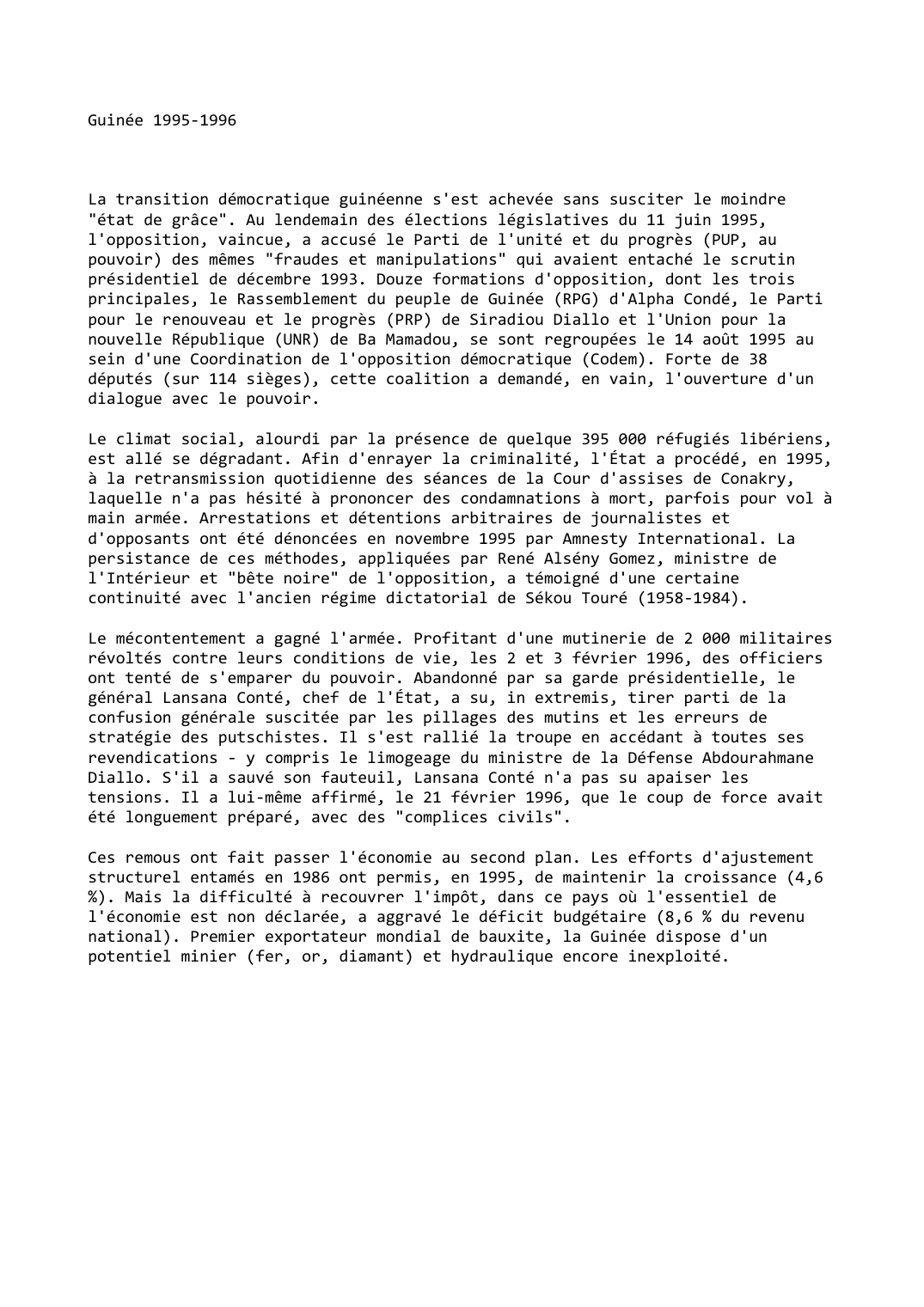 Prévisualisation du document Guinée 1995-1996