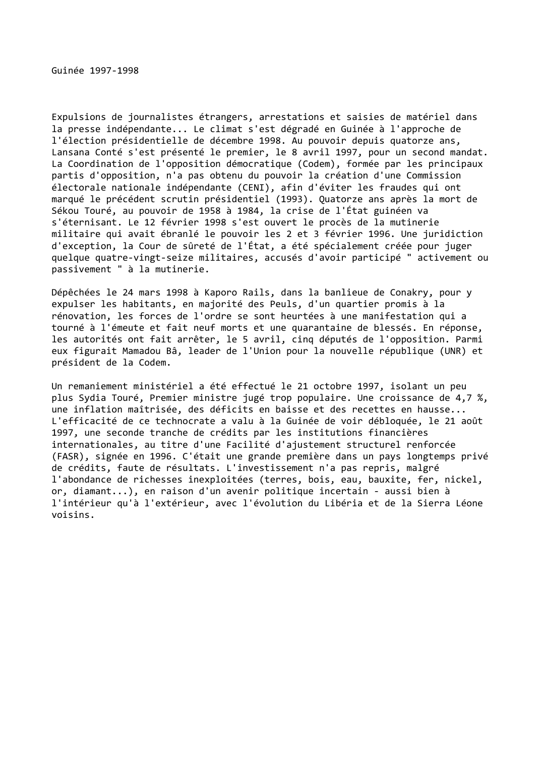 Prévisualisation du document Guinée 1997-1998