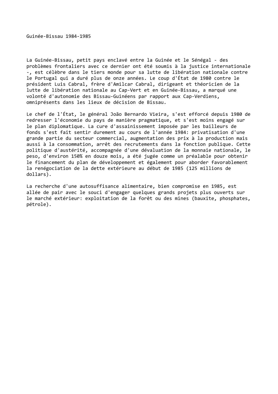 Prévisualisation du document Guinée-Bissau 1984-1985
