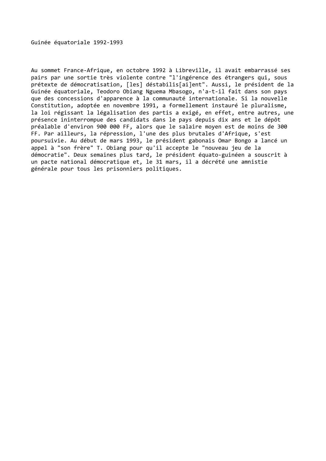 Prévisualisation du document Guinée équatoriale 1992-1993