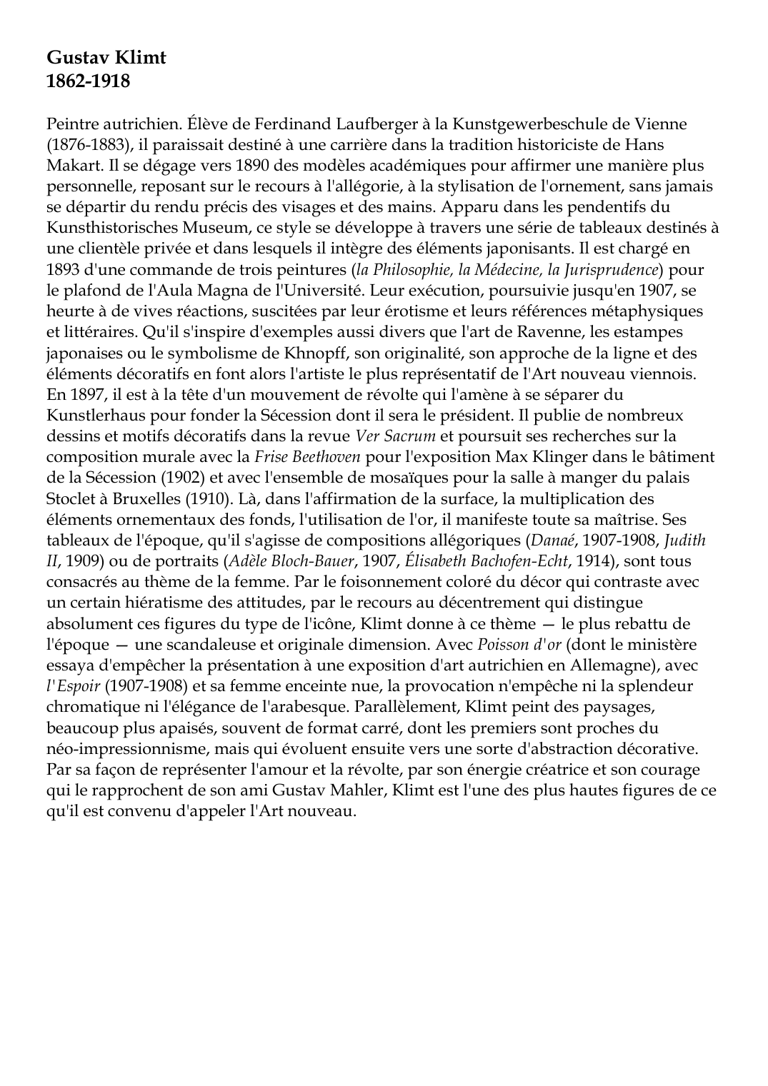Prévisualisation du document Gustav Klimt1862-1918Peintre autrichien.